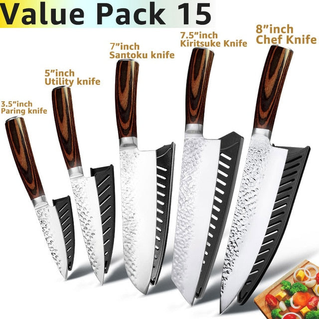Kitchen Knife 8 inch Professional Japanese Chef Knives 7CR17 440C High Carbon Stainless Steel Meat Cleaver Slicer Santoku Knife