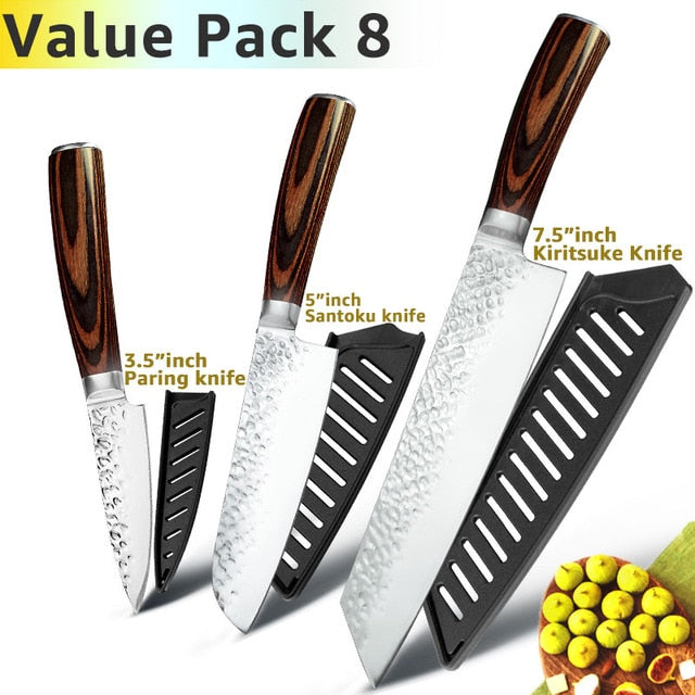 Kitchen Knife 8 inch Professional Japanese Chef Knives 7CR17 440C High Carbon Stainless Steel Meat Cleaver Slicer Santoku Knife