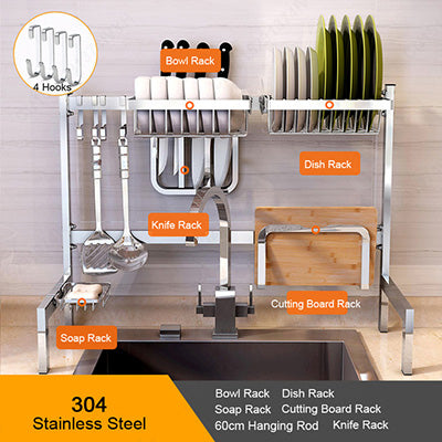 Kitchen Organizer Stainless Steel Kitchen Plate Dish Cutlery Cup Drain Rack Kitchen Shelf Rack Drying Drain Storage Holders