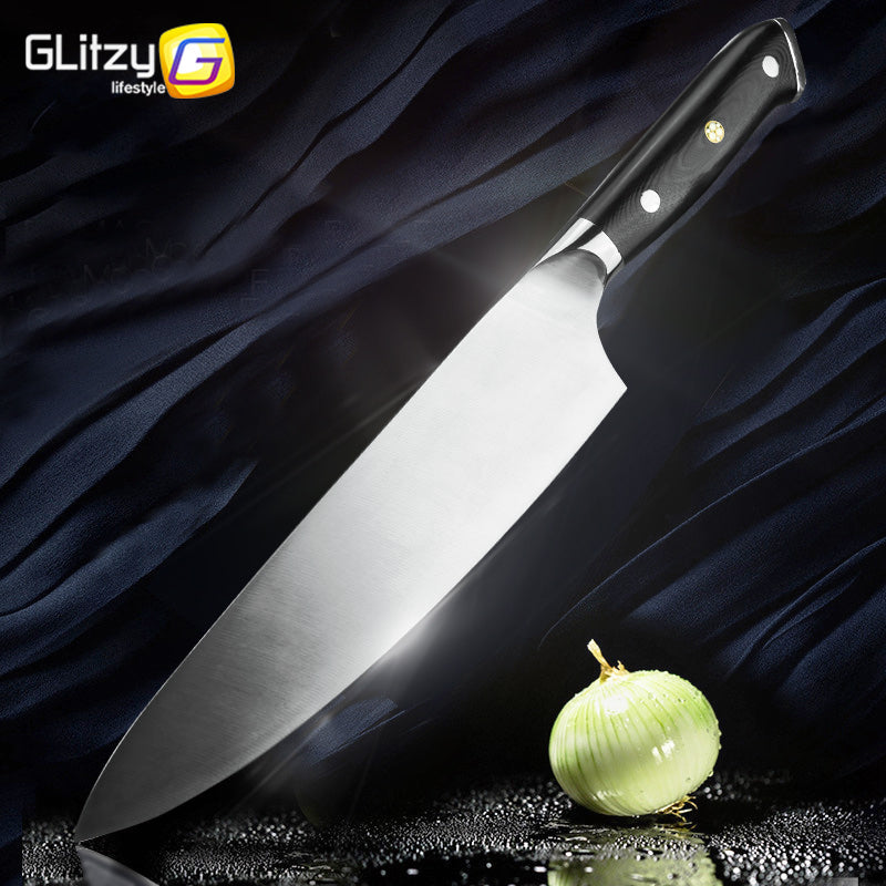 Kitchen knife 8 Inch Chef Knif 7Cr17 440C High Carbon Stainless Steel German G10 Handle Santoku Meat Cleaver knife Cooking Tool