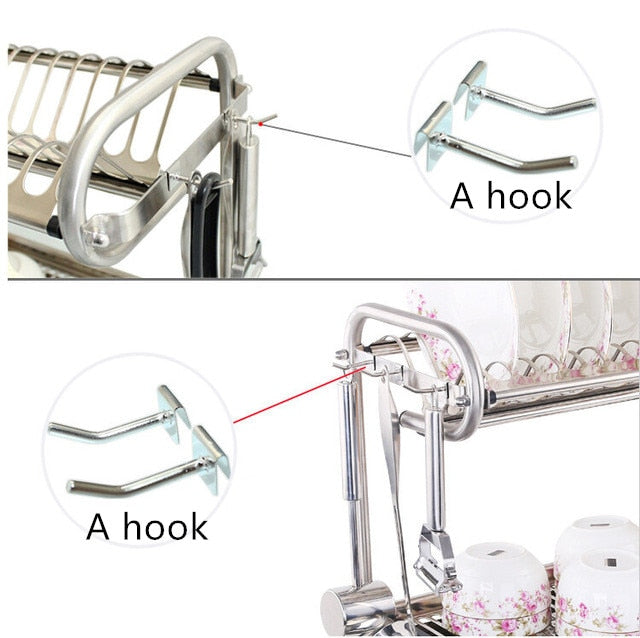 Kitchen stainless steel rack wall-mounted dish rack 3 layer kitchen storage rack tableware finishing rack kitchen storage tools