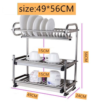 Kitchen stainless steel rack wall-mounted dish rack 3 layer kitchen storage rack tableware finishing rack kitchen storage tools