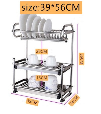Kitchen stainless steel rack wall-mounted dish rack 3 layer kitchen storage rack tableware finishing rack kitchen storage tools
