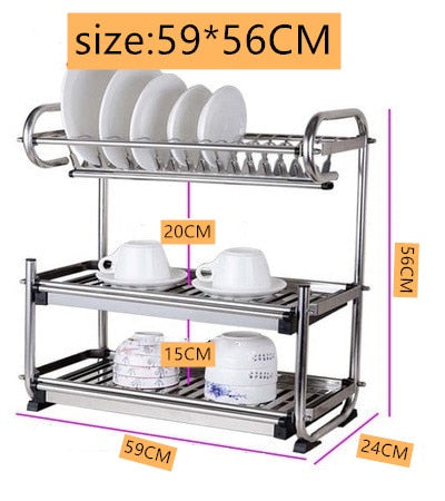 Kitchen stainless steel rack wall-mounted dish rack 3 layer kitchen storage rack tableware finishing rack kitchen storage tools
