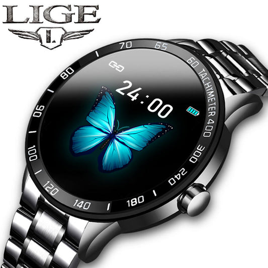 LIGE 2019 New smart watch Men IP67 Waterproof Fitness Tracker Heart Rate Blood Pressure Monitor Pedometer Sport smartwatch +Box