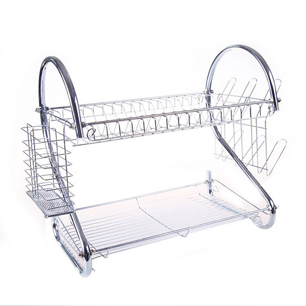 Large Dish Drying Rack Cup Drainer 2-Tier Strainer Holder Tray Stainless Steel Kitchen Accessories BJStore