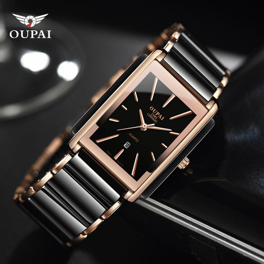 Luxury Ceramic square watches for mens couple clocks black men's quartz wristwatches waterproof man relojes