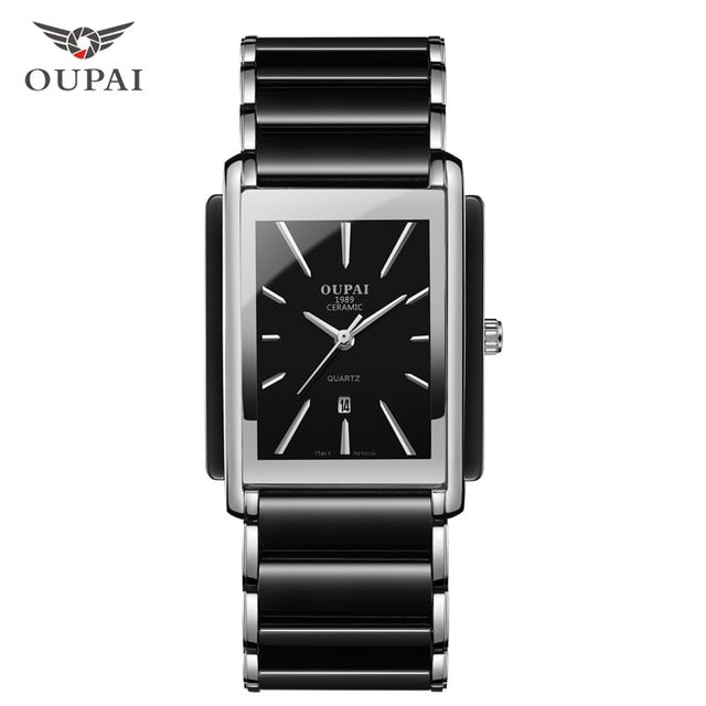 Luxury Ceramic square watches for mens couple clocks black men's quartz wristwatches waterproof man relojes