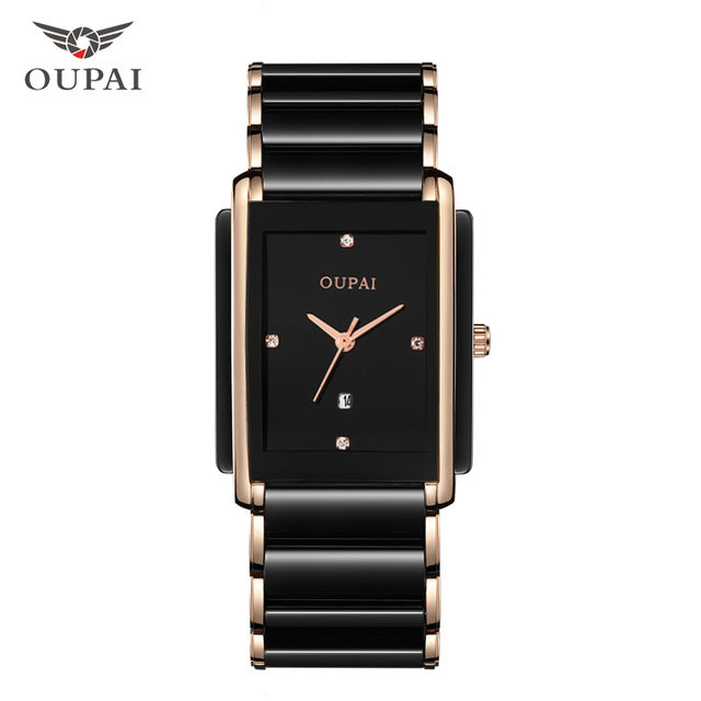 Luxury Ceramic square watches for mens couple clocks black men's quartz wristwatches waterproof man relojes