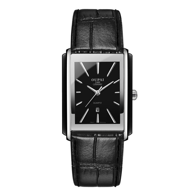 Luxury Ceramic square watches for mens couple clocks black men's quartz wristwatches waterproof man relojes