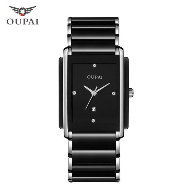 Luxury Ceramic square watches for mens couple clocks black men's quartz wristwatches waterproof man relojes