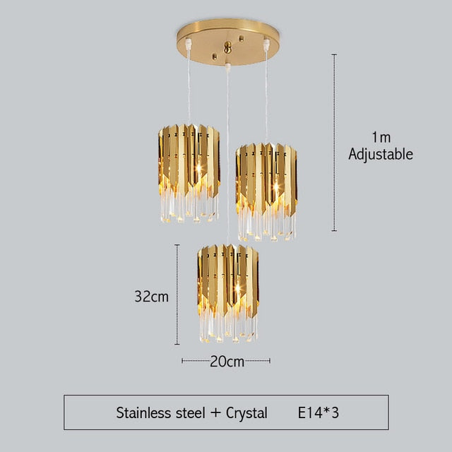 Modern Luxury Gold Crystal Small Round Chandeliers For Dining Room Bedroom Chandelier Lighting Kitchen Island Led Light Fixtures