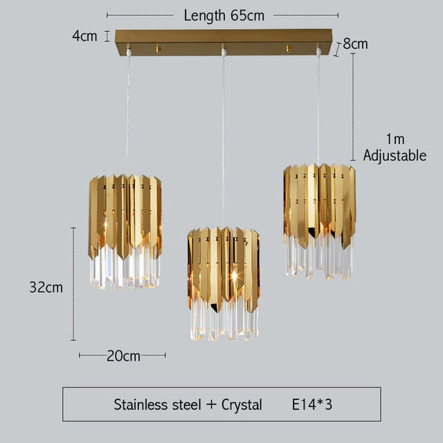 Modern Luxury Gold Crystal Small Round Chandeliers For Dining Room Bedroom Chandelier Lighting Kitchen Island Led Light Fixtures