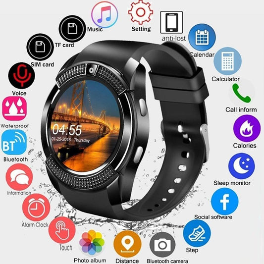 New Circular Smartwatch Touch Screen Wrist Watch with Camera/SIM Card Slot Waterproof Smart Watch Bluetooth SmartWatch Bluetooth