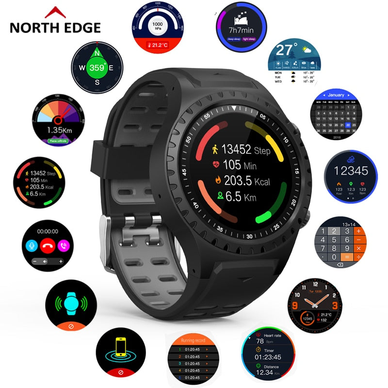 North Edge GPS Sports Watch Bluetooth Call Multi-Sport Mode Compass Altitude Outdoor Running Music Smart Watch Heart Rate