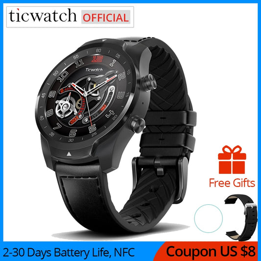 Original Ticwatch Pro Bluetooth Smart Watch IP68 Waterproof support NFC Payments/Google Assistant Wear OS by Google GPS Watch