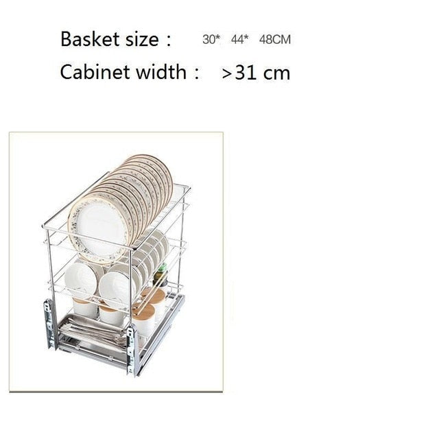 Pantry Accessories Organizer Cucina Drainer Dish Stainless Steel Rack Cuisine Kitchen Cabinet Cestas Para Organizar Basket