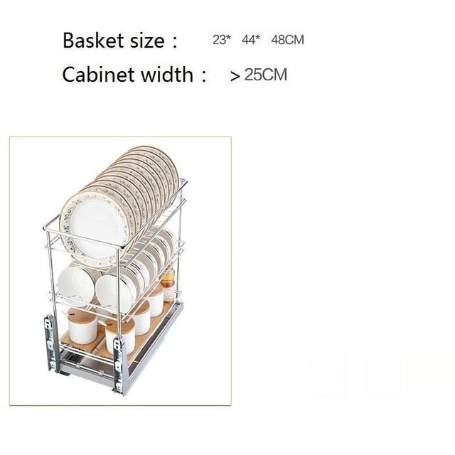 Pantry Accessories Organizer Cucina Drainer Dish Stainless Steel Rack Cuisine Kitchen Cabinet Cestas Para Organizar Basket