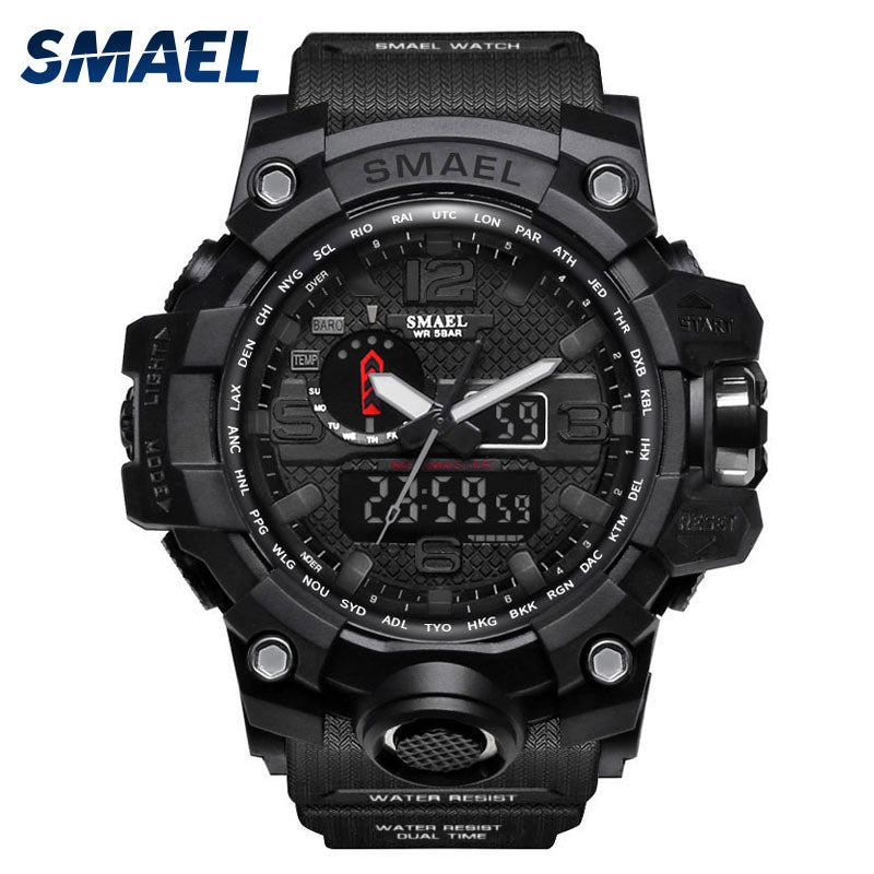 SMAEL Watches Men Sport Watch Man Big Clock Military Watch luxury Army relogio 1545 masculino Alarm LED Digital Watch Waterproof