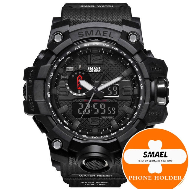 SMAEL Watches Men Sport Watch Man Big Clock Military Watch luxury Army relogio 1545 masculino Alarm LED Digital Watch Waterproof