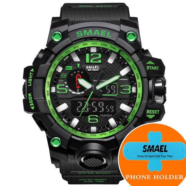 SMAEL Watches Men Sport Watch Man Big Clock Military Watch luxury Army relogio 1545 masculino Alarm LED Digital Watch Waterproof