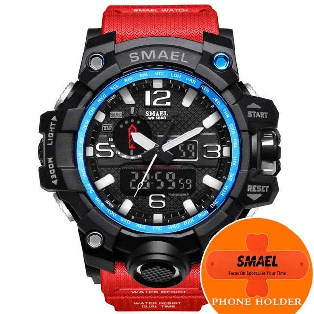 SMAEL Watches Men Sport Watch Man Big Clock Military Watch luxury Army relogio 1545 masculino Alarm LED Digital Watch Waterproof