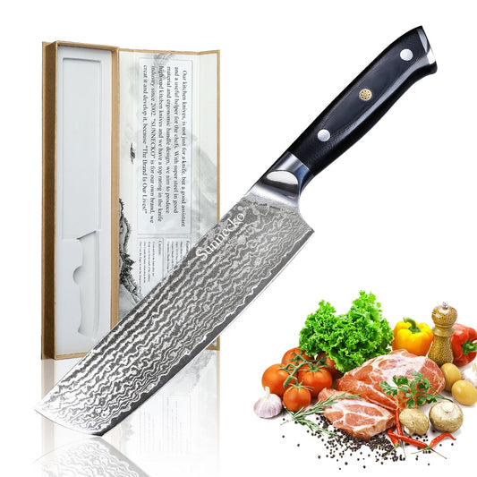 SUNNECKO 7" inch Cleaver Knife Kitchen Knives Japanese 73 Layers Damascus VG10 Steel 60HRC Sharp Cutt Chef Knife G10 Handle