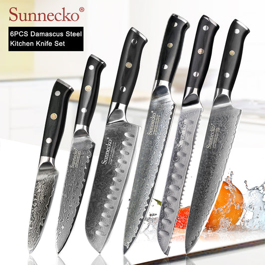 SUNNECKO Premium Chef Knife Japanese Kitchen Knives Sharp Utility Santoku Slicing Paring Cleaver Damascus Cut Knife G10 Handle