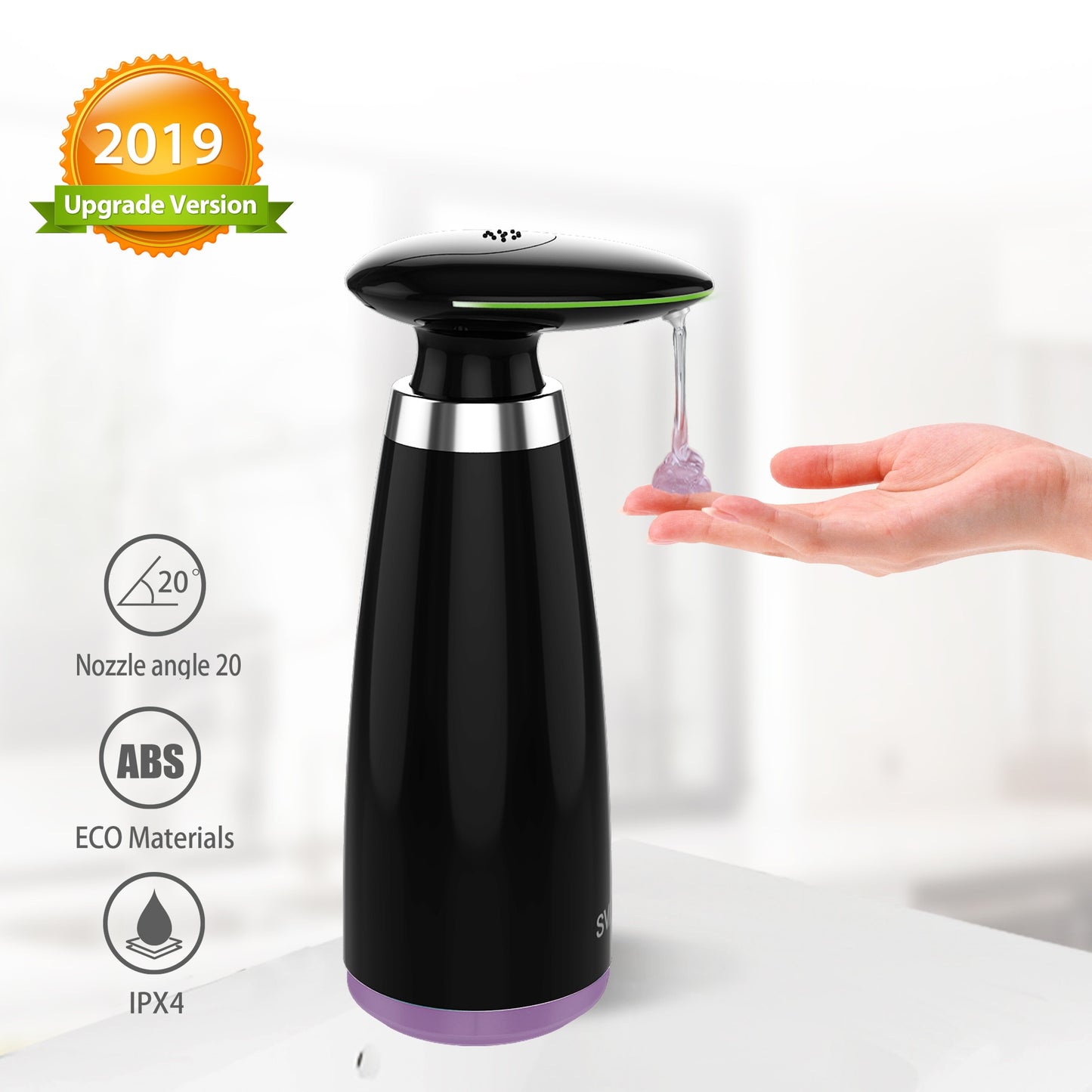 SVAVO 350ml Automatic Soap Dispenser Infrared Touchless Motion Bathroom Dispenser Smart Sensor Liquid Soap Dispenser for Kitchen