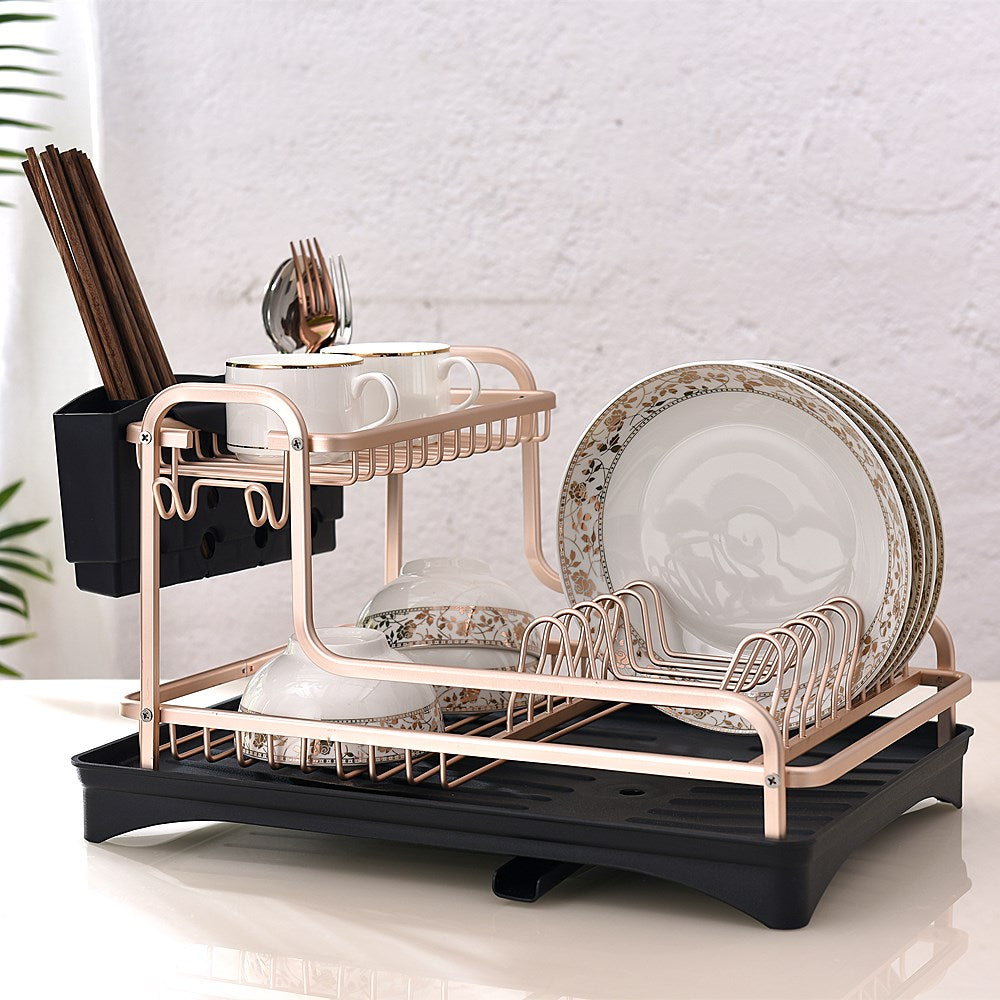 Stainless Aluminium Dish Drying Rack Kitchen Organizer Drainer Plate Holder Cutlery Storage Shelf Sink Accessories Drain Stand