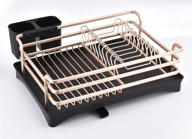 Stainless Aluminium Dish Drying Rack Kitchen Organizer Drainer Plate Holder Cutlery Storage Shelf Sink Accessories Drain Stand