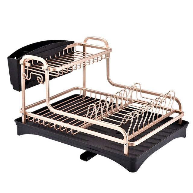 Stainless Aluminium Dish Drying Rack Kitchen Organizer Drainer Plate Holder Cutlery Storage Shelf Sink Accessories Drain Stand