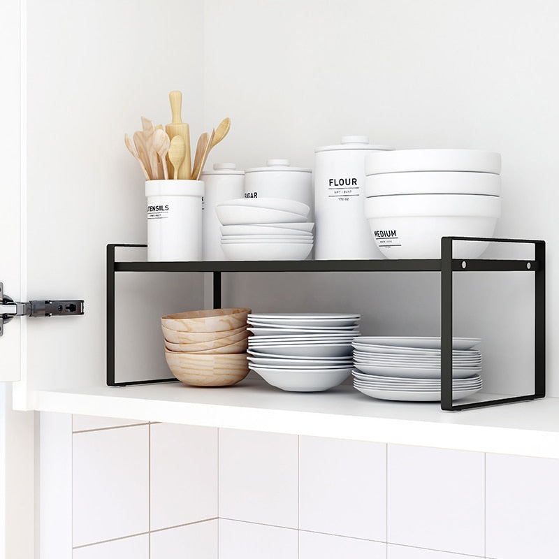 Stainless Steel Kitchen Dish Rack Black Tableware Bowl Fork Oil Bottle Condiment Seasoning Spice Jar Storage Holder Organization