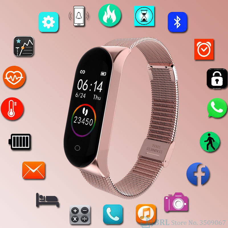 Stainless Steel Smart Watch Women Men For Android IOS Smartwatch Electronics Smart Clock Fitness Tracker Bluetooth Smart-watch