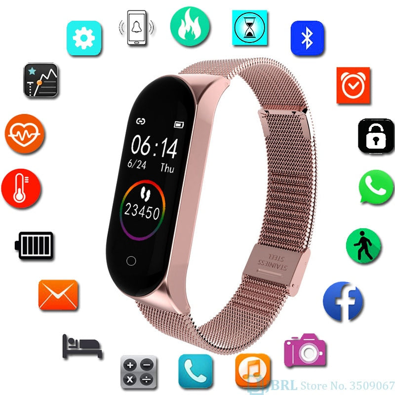 Stainless Steel Smart Watch Women Men For Android IOS Smartwatch Electronics Smart Clock Fitness Tracker Bluetooth Smart-watch