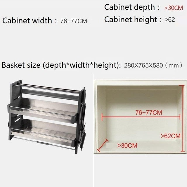 Storage Almacenaje Platos Dish Rack Organizer Armario De Despensa Stainless Steel Hanging Cocina Cuisine Kitchen Cabinet Basket