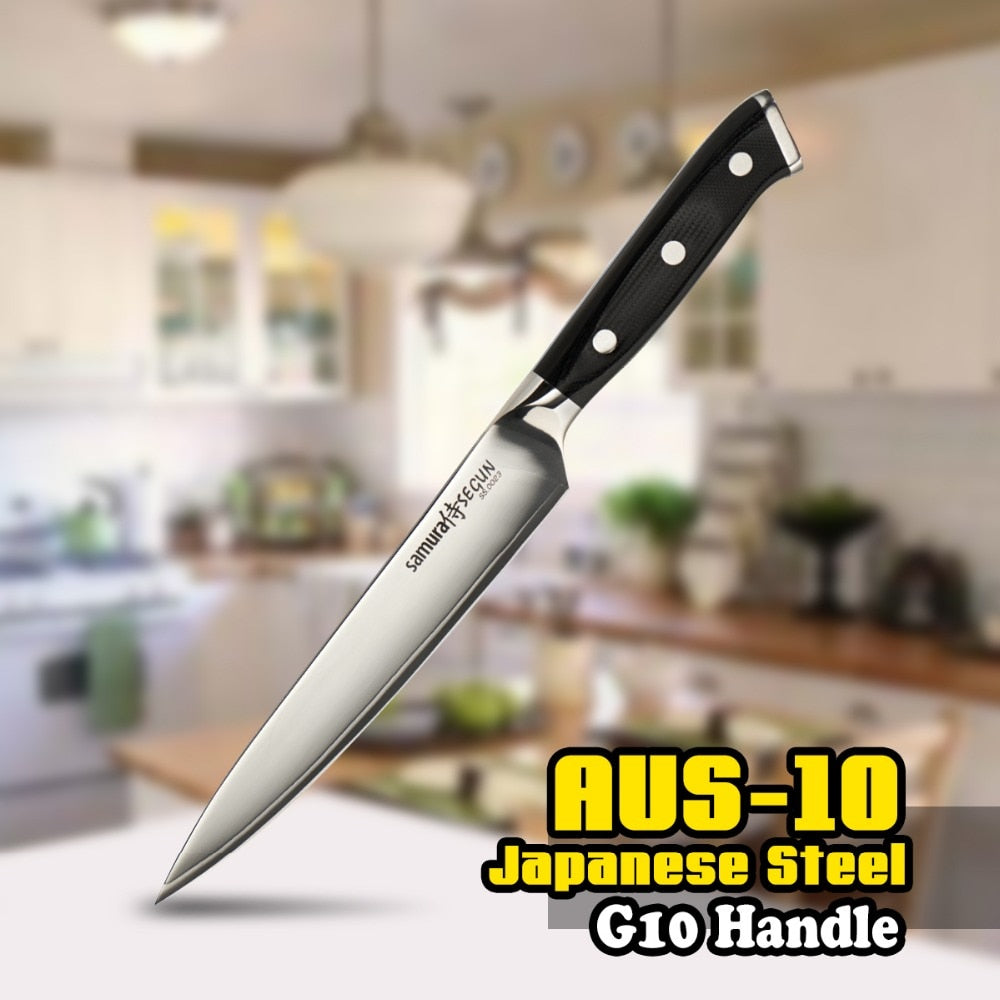 TUO CUTLERY Utility Knife - 3 Layers AUS-10 Japanese High Carbon Kitchen Knife - Ergonomic G10 Handle - 6'' (152mm)