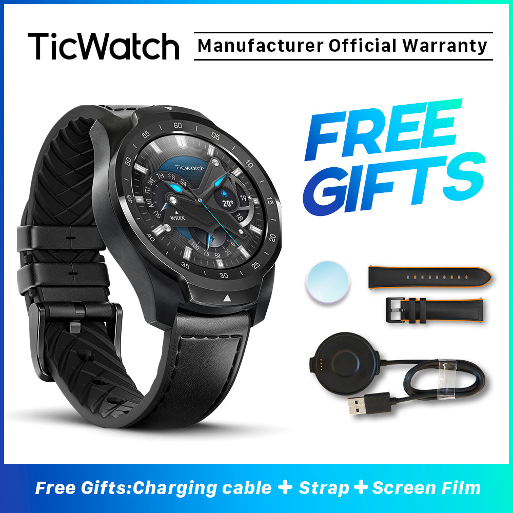 TicWatch Pro Smart Watch Men Android Smartwatch NFC Payment Google Play Multi-Language Support IP68 Waterproof TicWatch Official