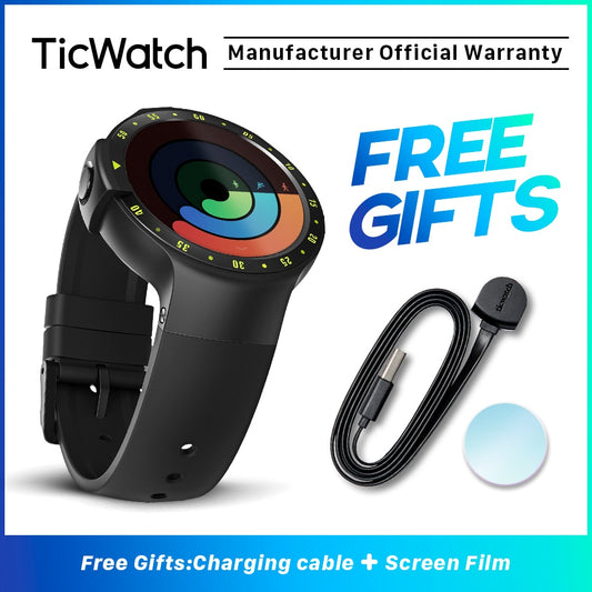 TicWatch S Black Smart Watch Bluetooth Smartwatch with GPS Android&iOS Compatible Google Wear OS IP67 Waterproof Mobvoi Original