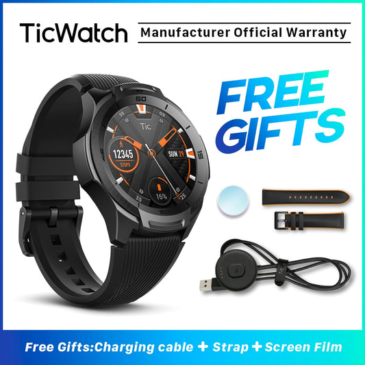 TicWatch S2 Black Smart Watch Bluetooth Smartwatch for Men GPS Ourdoor Sport Watch 5ATM Waterproof Android Smartwatch Original