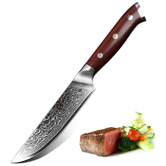 XINZUO 5 inch Steak Knife Damascus vg 10 Steel Kitchen Knives Rosewood Handle New arrive High Quality Cooking Tool Utility Knife