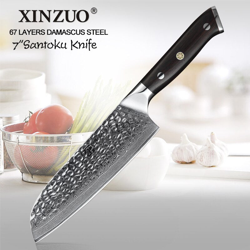 XINZUO 7 inch Santoku Knife Japan Damascus Steel High Quality Kitchen Chef Knife Super Sharp Cook Tool Best Gift with Box