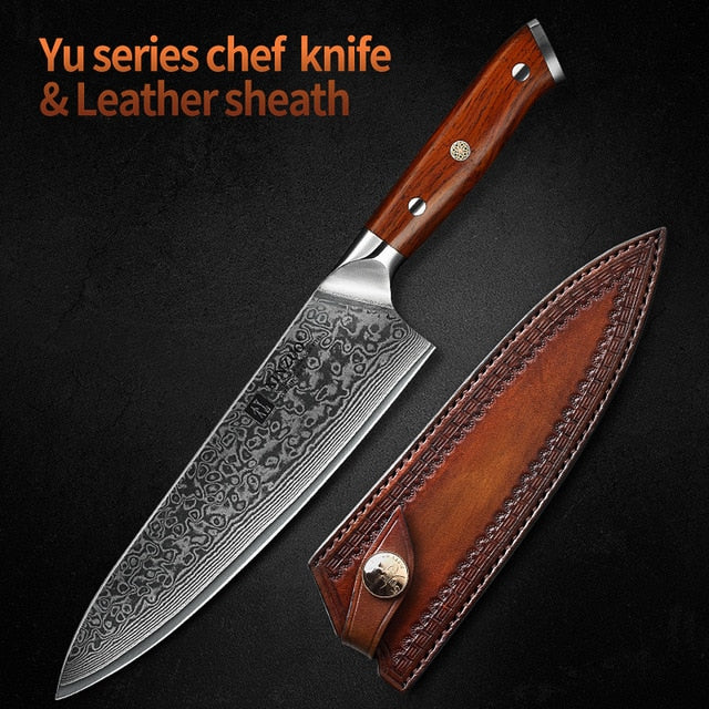 XINZUO 8.5 inch Chef Knives High Carbon VG10 Japanese 67layer Damascus Kitchen Knife Stainless Steel Gyuto Knife Rosewood Handle