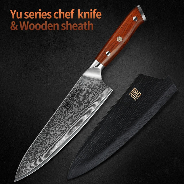 XINZUO 8.5 inch Chef Knives High Carbon VG10 Japanese 67layer Damascus Kitchen Knife Stainless Steel Gyuto Knife Rosewood Handle