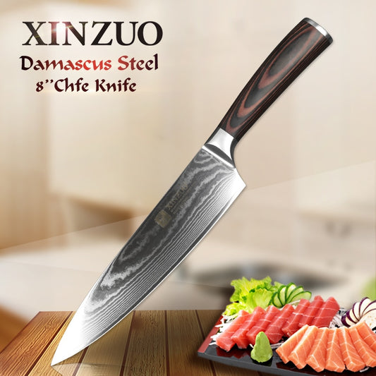 XINZUO 8" Chef Knives Handmade Japan VG10 Damascus Stainless Steel Kitchen Knife Brand High Quality Cook Knives Pakkawood Handle