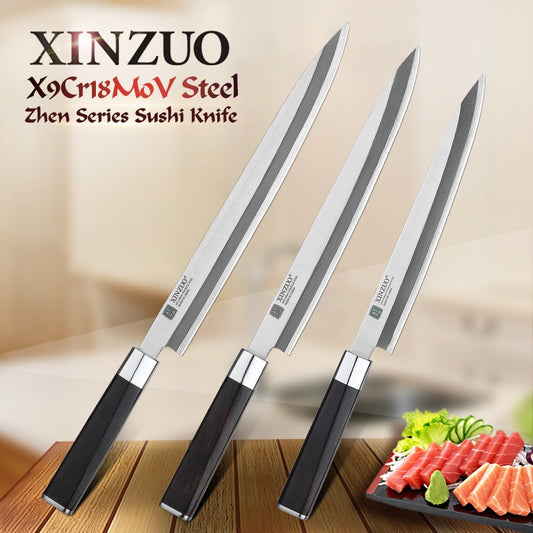 XINZUO 9.5/10.5/12 inch Fishing Filleting Kitchen Knives X9Cr18MoV Steel Sushi Knife Stainless Steel Sashimi Knife Ebony Handle