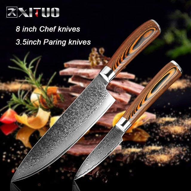 XITUO Chef Knife Damascus Bone Knife Utility Japan vg10 Malaysia Kitchen Knife Utility Micarta Handle Professional Kitchen Knife