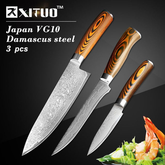 XITUO High quality utility knife Kitchen knife Japanese VG10 73 layer Damascus steel paring knife wood handle Boning knife Tools