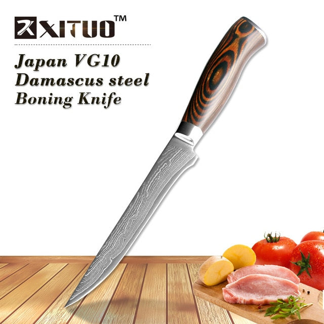 XITUO High quality utility knife Kitchen knife Japanese VG10 73 layer Damascus steel paring knife wood handle Boning knife Tools