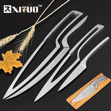 XITUO Kitchen knife 4pcs set Multi Cooking Tool stainless steel Durable chef knife Dining & Bar Unique special design knife set